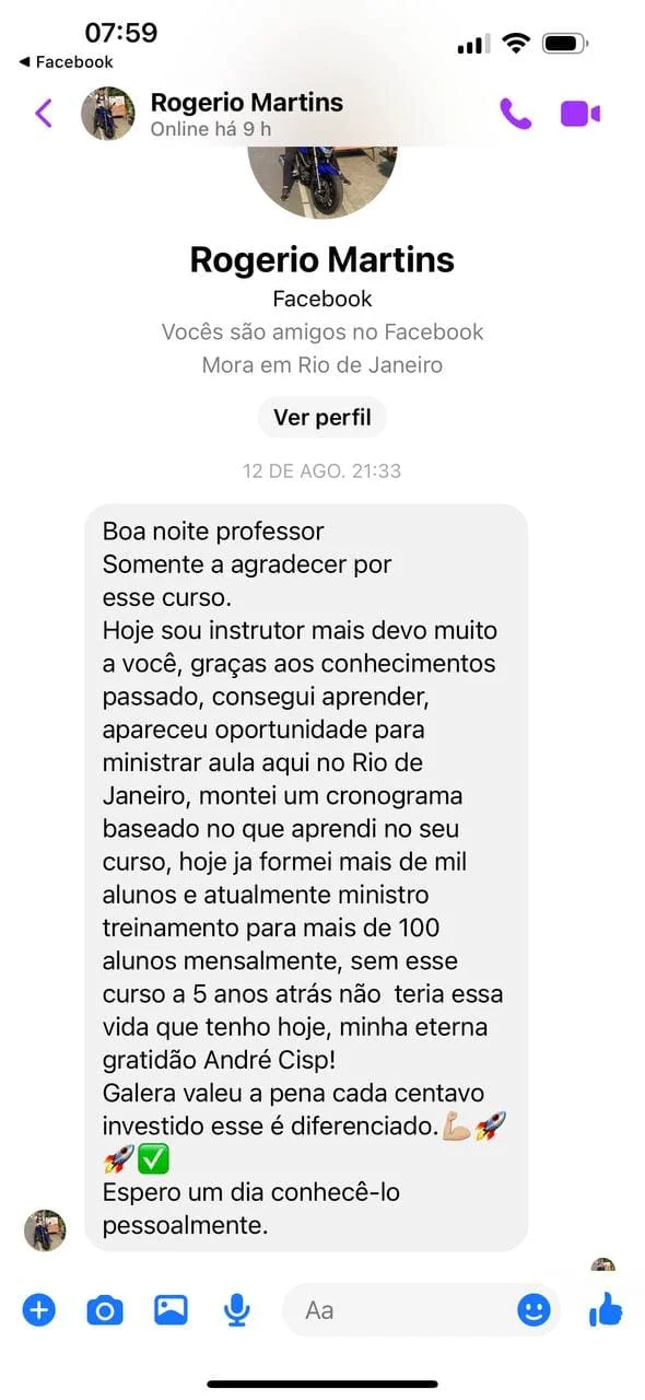Curso de Manutenção de Celular Online 10 Depoimento por mensagem 2
