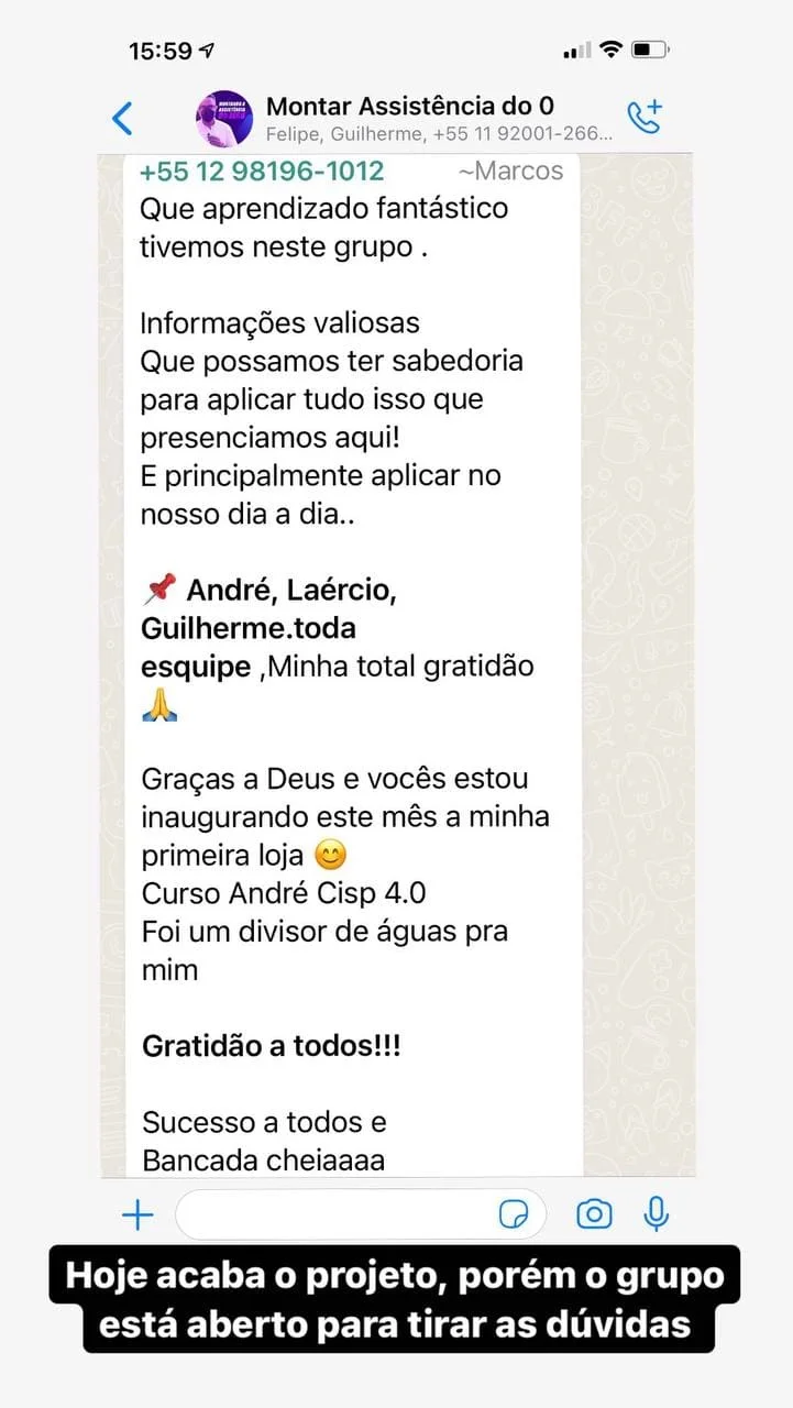 Curso de Manutenção de Celular Online 12 Depoimento por mensagem 4